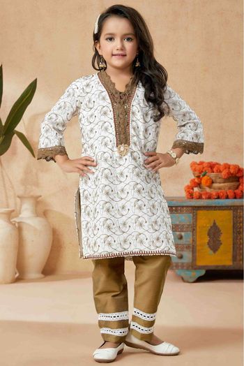 Cotton Pant Style Suit In Off White Colour - GK2711252