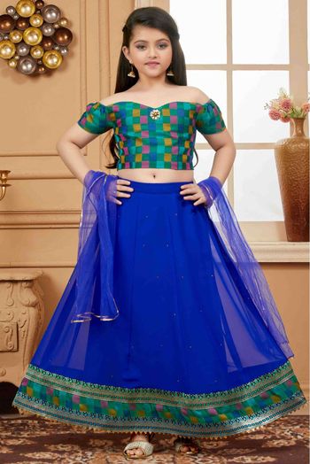 Faux Georgette Lehenga Choli In Blue Colour - GK2711256