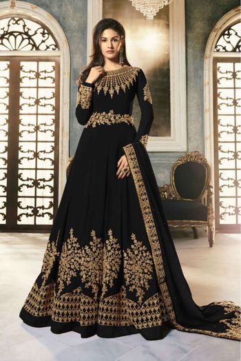 Georgette Embroidery Anarkali Suit In Black Colour - SM1775477