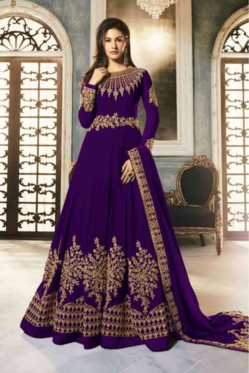 Georgette Embroidery Anarkali Suit In Violet Colour - SM1775479