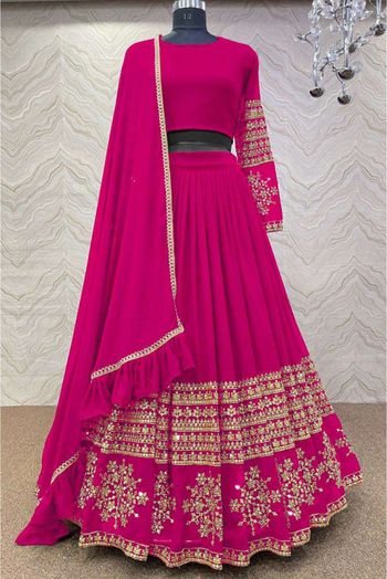 Net Embroidery Lehenga Choli In Dark Pink Colour - LD5680069