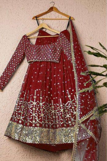 Maroon Color Party Wear Lehenga Choli :: ANOKHI FASHION