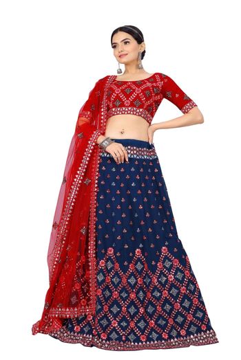 Georgette Embroidery Lehenga Choli In Teal Blue Colour LD5416136 A