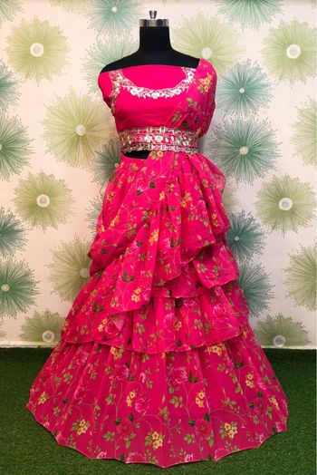 Georgette Silk Printed Lehenga Choli In Pink Colour - LD4010273