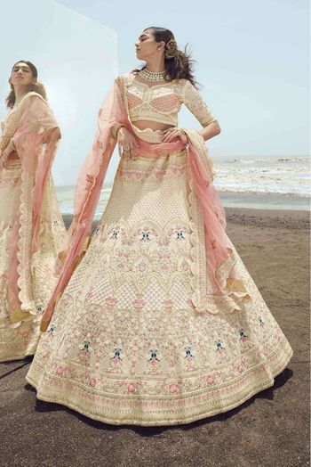 White Net Lehenga Choli In Thread Embroidery 3067LG03