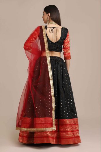 Jacquard  Woven Lehenga Choli In Black Colour - LD5680377