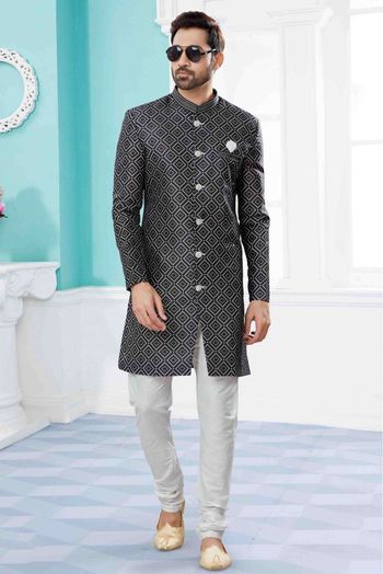 Jacquard Indo Western In Black Colour - SH4120655