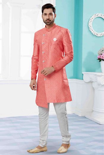 Jacquard Indo Western In Peach Colour - SH4120654