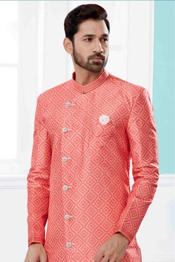 Jacquard Indo Western In Peach Colour - SH4120654