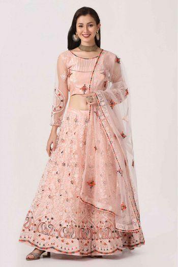 Net Embroidery Lehenga Choli In Dark Pink Colour - LD5680069