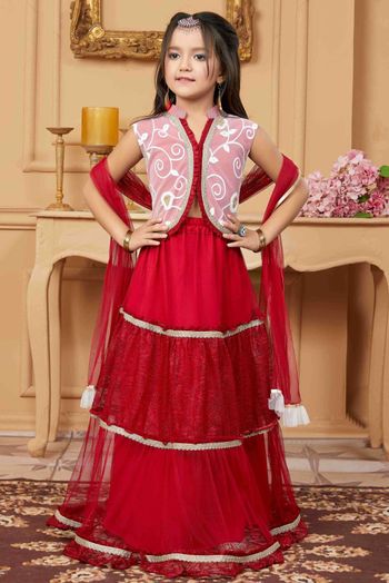 Buy Wedding Wear Yellow Embroidery Work Georgette Kids Lehenga Choli Online  From Surat Wholesale Shop.