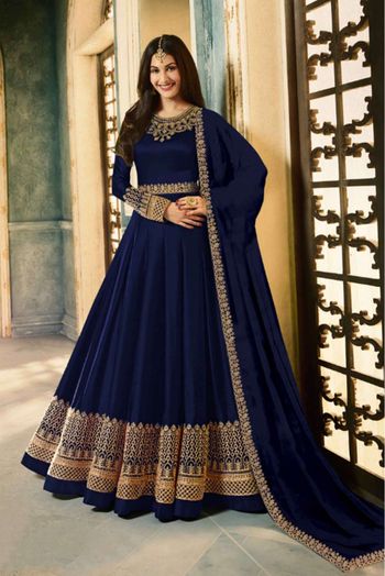 Rangoli Embroidery Anarkali Suit In Blue Colour - SM1775473