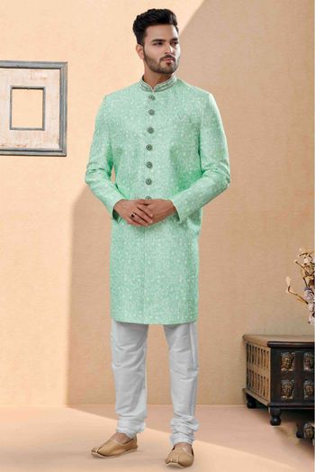 Silk Sherwani In Green Colour - SH4120620