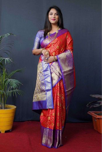 Silk Woven Saree In Red Colour - SR1775546