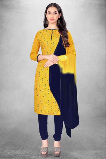 Yellow Cotton Churidar Suit 156682