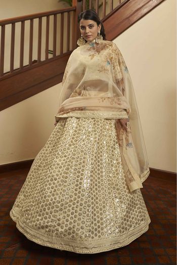 Art Silk Embroidery Lehenga Choli In Beige Colour - LD3210892