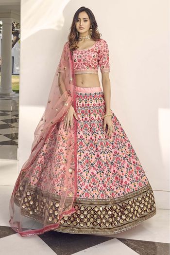 Art Silk Embroidery Lehenga Choli In Pink Colour LD3210906 A