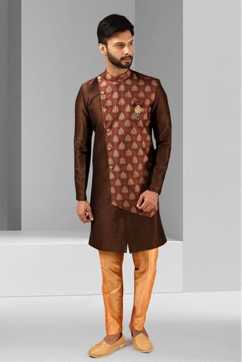 Art Silk Indo Western In Brown Colour - SH5413152