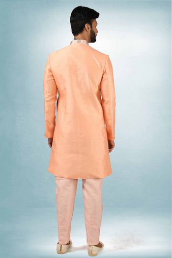 Art Silk Indo Western In Peach Colour - SH5413149