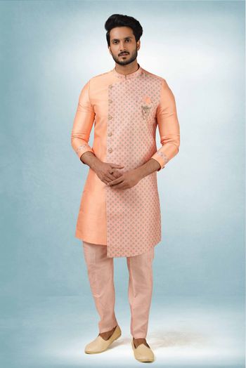 Art Silk Indo Western In Peach Colour - SH5413159