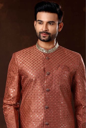 Art Silk Sherwani In Light Red Colour - SH4120583