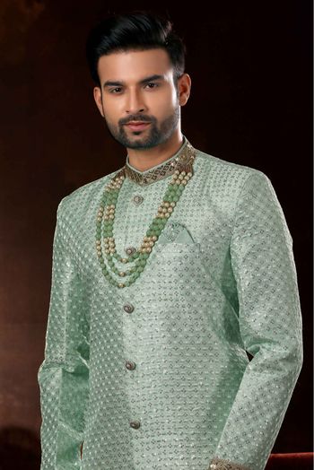Art Silk Sherwani In Mint Green Colour - SH4120572