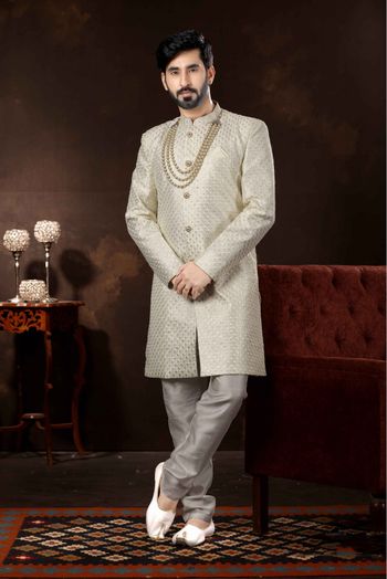 Art Silk Sherwani In Off White Colour - SH4120567