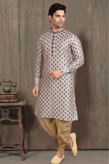 Banarasi Silk Dhoti Kurta In Grey Colour - KP5413126