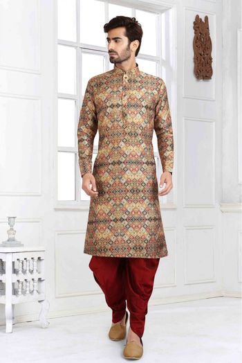 Banarasi Silk Dhoti Kurta In Multicolour - KP5413131