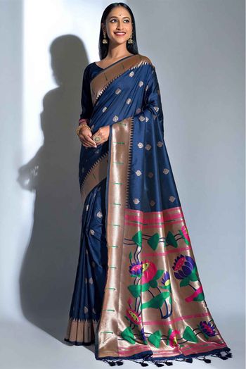 Banarasi Silk Woven Saree In Blue Colour - SR5412446