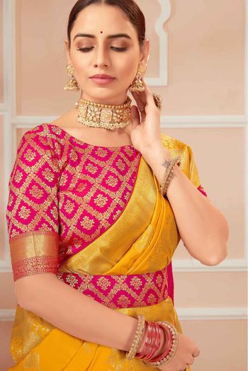 Banarasi Silk Woven Saree In Mustard Colour - SR1357112