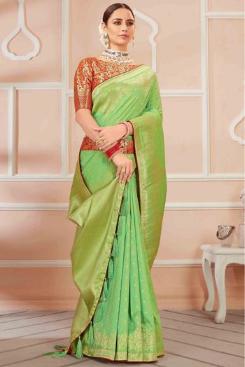 Plain Parrot Green Saree – Peeli Kothi