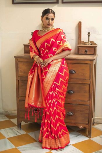 Banarasi Silk Woven Saree In Pink Colour - SR1357047