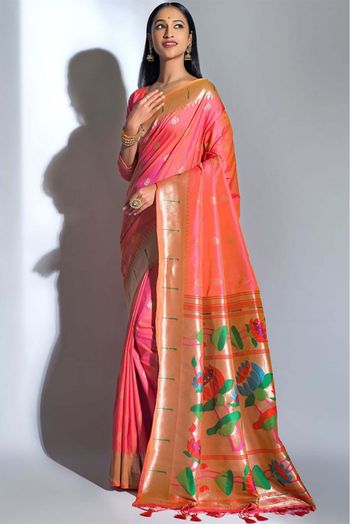 Banarasi Silk Woven Saree In Pink Colour - SR5412448