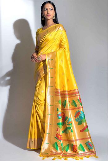 Banarasi Silk Woven Saree In Yellow Colour - SR5412444