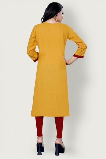 Cotton Blend Casual Wear Kurti In Yellow Colour - KR5500027