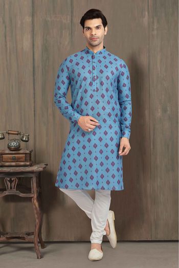 Cotton Kurta Pajama In Blue Colour - KP5413136