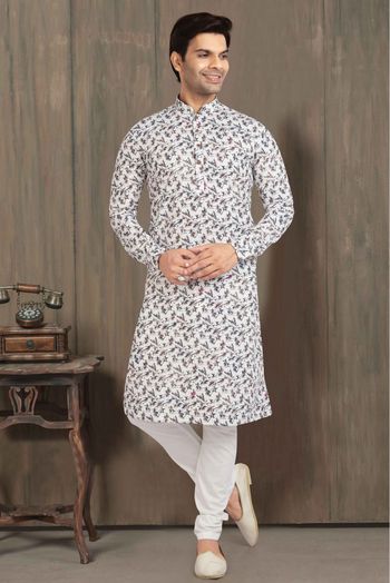 Cotton Kurta Pajama In White Colour - KP5413134