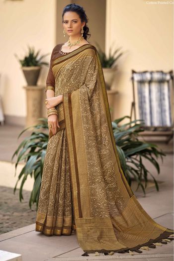 Beige Dola Silk Saree