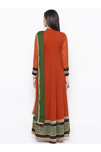 Plus Size Georgette Embroidery Anarkali Suit In Rust Colour - SS2711130