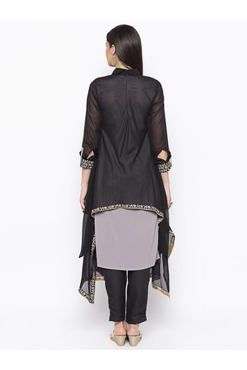 Plus Size Georgette Embroidery Kurta Set In Black Colour - KR2711109