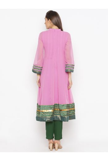 Plus Size Georgette Embroidery Kurta Set In Light Pink  Colour - KR2711092