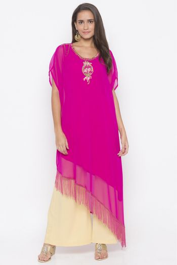 Plus Size Georgette Embroidery Kurta Set In Pink Colour - KR2711096