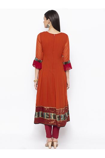 Plus Size Georgette Embroidery Kurta Set In Rust Colour - KR2711087