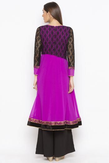 Plus Size Georgette Embroidery Kurti In Magenta Colour - KR2711064