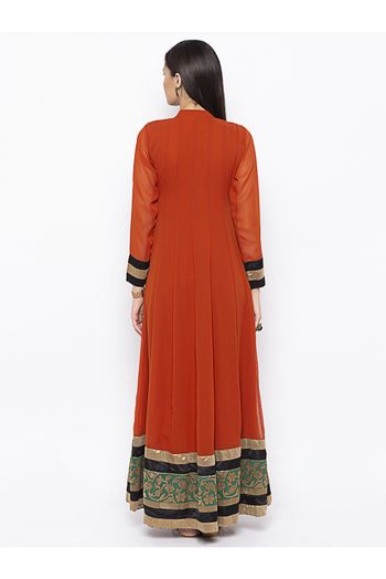 Plus Size Georgette Embroidery Kurti In Rust Colour - KR2711080