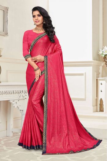 Solid Color Organza Saree in Pink : SPF10145