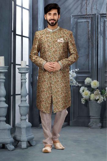 Jacquard Digital Print Sherwani In Multicolour - SH4120537