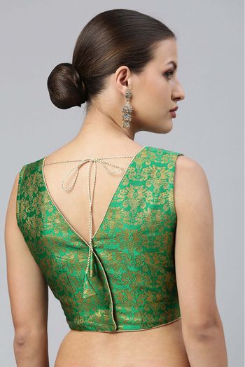 Jacquard Non Padded Blouse In Green Colour - BL1391272