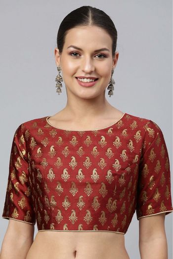 Jacquard Non Padded Blouse In Maroon Colour - BL1391269